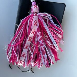 Breast Cancer Awareness Pink Ribbon Tassel Journal Bookmark